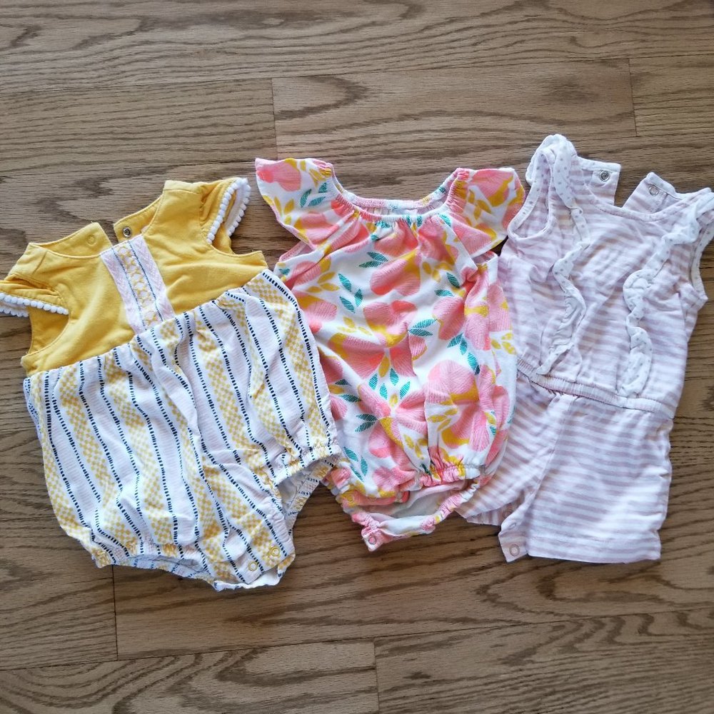*3 for $25*Cat & Jack, Carter's 3-6M bubbles and romper set of 3 - Picture 1 of 4